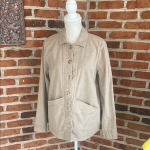 J. Jill Tan Utility Jacket with Relaxed Fit and Prominent Collar